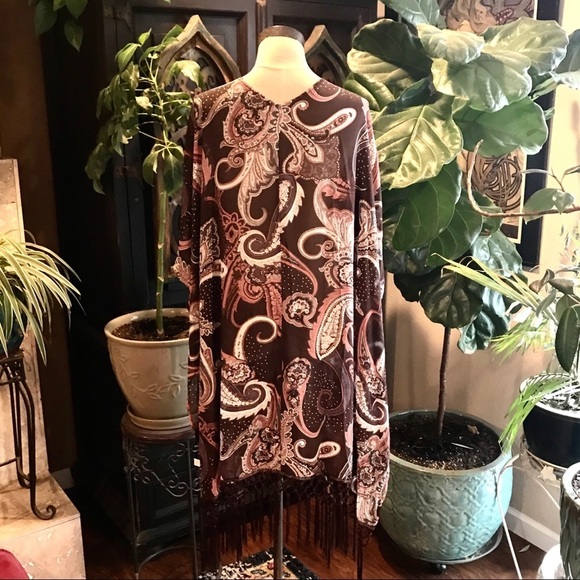 Candence Paisley kimono cardigan tassel coverup - Picture 4 of 8